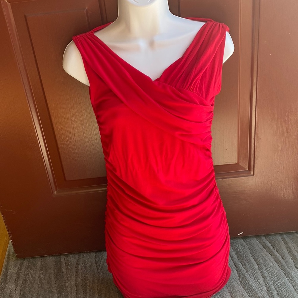 Red Tunic Top,Ruby Ribbon, Size Medium - image 1
